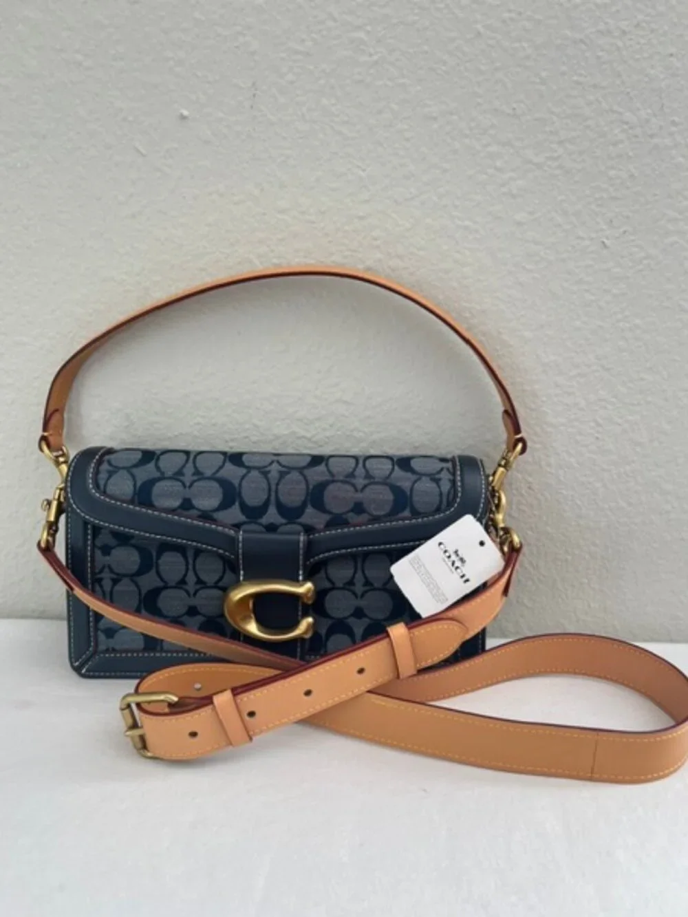 Coach Tabby Shoulder Bag 26In Signature Chambray Midnight Navy Mlti